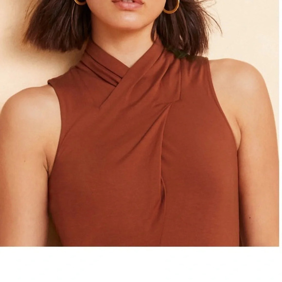 Garnet Hill Mock Neck Knit Maxi Dress in Rust - Size XS - Picture 2 of 10